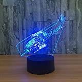 SUKUDO 3D Night Light Toy LED Illusion Lamp Helicopter 16 Color Change Decor Table Lamp with Remote Control, Christmas Birthday Gifts for Boys Girls