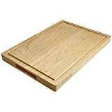 Wood Cutting Board Hard Maple 17x12x1.25 Inches Reversible with Handles and Juice Groove, Extra Thick Butcher Block Chopping Board Handmade By Ferrum.