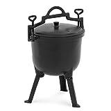 Royal Catering RC-POT-06 Dutch Oven with Lid and 3 Legs, 7 L, Enamelled Inside with Hook for Hanging, Fire Pot, Cast Iron Pot, Casserole Pot
