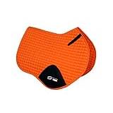 S-Products HORSE RIDING FULL JUMPING EVENT SQUARE SADDLE PAD CLOTH NUMNAH FLEECE LINING (Full, Orange)