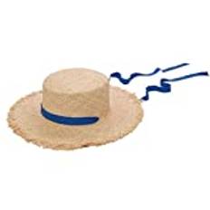 YDDM Ribbon Girl Sun Hat 52cm Head Size Kids Summer Beach Hats Women Raffia UV Hats 57 Head Size (Color : Blue, Size : Child 52cm)