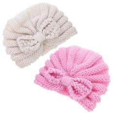 2 pcs autumn winter warm hat yarn child infant turbans caps toddler hats