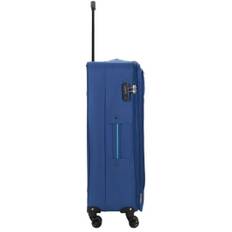 Infinity Leather Unisex Lightweight Soft Suitcases 4 Wheel Luggage Travel Expandable - Blue - Size Large