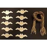 Derwent Laser Crafts Wooden Halloween Bat Gift Tags/Decorations 70mm - Pack of 10 shapes