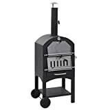 Professional Pizza Oven for the Garden, Pizza Oven Outdoor Charcoal Pizza Oven with Firestone, 65 x 50 x 157 cm