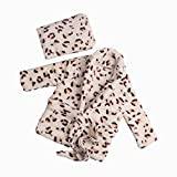 Leopard Print Newborn Photography Props Baby Bathrobes Bath Towel Outfit Belt Infant Photoshoot Costume Outfits for Boys Girls