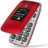 Easyfone Prime-A1 Pro 4G LTE SIM-Free Flip Mobile Phone for Seniors, 2.4'' HD Display, Large Fonts, Clear Sound, SOS Button, 1500mAh Battery with a Charging Dock (Red)