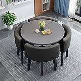 BIBZBKH Dining Table And Chairs Set 4, Dining Table and 4 Chairs Modern Round Kitchen Table And Fabric Chairs Space Saver Home Office Table Set Reception Saving Set Space Table 80 * 80 * 75cm A30