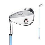 Left Handed Junior Golf Sand Wedge for High Spin with CNC Milled Face - Lightweight Golf Club Wedge 56 Degree (Blue,Age 5-8)
