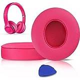 SoloWIT Earpads Cushions Replacement for Beats Solo 2 & Solo 3 Wireless On-Ear Headphones, Ear Pads with Soft Protein Leather, Added Thickness - (Pink)