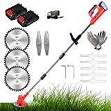 TIANMIAOTIAN Lawn Edgers 10 Blades 6" Electric and Cordless Weed Trimmer 90-160cm Removable Lawn Grass Cutting Machine 21v 4000mah for Garden Clearing Weeds in Trees and Flower Beds,Red