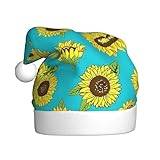 WURTON Sunflowers Pattern Print Christmas Hat, Santa Hat Holiday For Adults Unisex Xmas Hat For New Year Festive Party