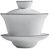 ANNURA Teacup Kungfu Tea Bowl,Tea Cup White Gaiwan Home with Cover Teacup Tea Bowl Ceramic Tea Set Handmade Tea Maker Tradition Teaware Supplies (Capacity : 9x8.8cm 130ml,Color:A) ((Color : A)