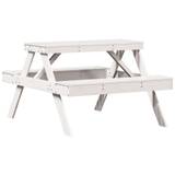 vidaXL Picnic Table Outdoor Dining Table Garden Table White Solid Wood Pine