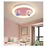 KSTORE Children's Room Planet Ceiling Light Dimmable Astronaut Cartoon Ceiling Lamp Boys Girls Bedroom Light,Pink Warm Light,50CM