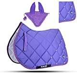 Numnah Horse Saddle Pad With Matching Ear Bonnet (Full, Purple)