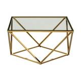 Allure Gold Finish Metal and Tempered Glass Twist End Table