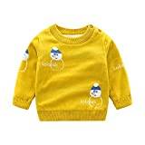 Unisex Baby Knitted Sweater Long Sleeve Fleece Warm Blouse Pullover Sweatshirt Snowman&Yellow 6-12 Months/80