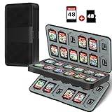 TATMOHIK Game Card Case for Nintendo Switch Games or Micro SD Cards,Game Holder Case for Nintendo Switch Accessories,Game Case with 48 Nintendo Eshop Gift Card and 48 Micro SD Card Slots(Black)