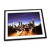 Canvas Geeks Atlanta Cityscape Skyline FRAMED ART PRINT Picture Poster Artwork - Black Frame - Size A2