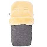 Merauno® Baby Lambskin Footmuff Pram Fur Bag Cuddly Buggy Pram Footmuff Made of Medical Fur Wind and Waterproof Universal 90 x 50 cm (Light Grey Melange)