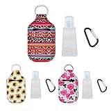 3 Sets 30ml Portable Refillable Clear Empty Bottle With Keychain Holder Carriers Metal Buckle Hand Lotion Cap Squeeze Container Empty Spray Bottle Hand Sanitiser Bottle With Clip Clip