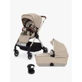 Silver Cross Dune Pushchair, Carrycot, Raincover & Cup Holder Travel Bundle, Stone