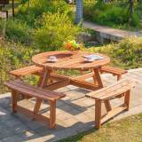 Outsunny Boris Picnic Table Wooden Round 8 Seater