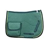 SIE Half Fleece Lined Horse English Saddle Pads All Purpose with Pockets (Green)