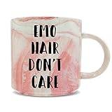 Hippowarehouse Emo Hair Don't Care Printed Mug Various Colour Options Ceramic Cup Kitchenware 11oz