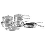 Mauviel M'Cook 5-Ply Polished Stainless Steel 12-Piece Cookware Set With Cast Stainless Steel Handles, Made In France