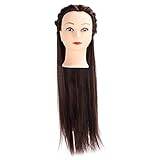QANYEGN Hair Mannequin Head, Professional Dark Brown Hair Mannequin Head, Makeup Model Head for Braiding Practice and Hairdressing