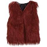 ZRJ Kids Baby Girls Faux-Fur Vest Sleeveless Coat Jacket Kids Winter Thick Warm Outwear Waistcoat Thicken (Color : Red, Size : 3-4T)