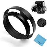 77mm Hollow Lens Hood,Fotover Universal Metal Hollow Vented Tilted Curved Lens Hood with Centre Pinch Lens Cap for Leica Canon Nikon Sony Pentax