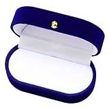 GLADFRESIT Velvet Ring Box, Oval Double Slots Ring Box, Vintage Engagement Ring Holder Classic Jewelry Box for Wedding Proposal (Navy Blue)