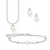Silver CZ & Pearl Drop Jewellery Set