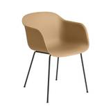 Muuto Fiber armchair - Tube base, Ochre / black Brown Designer Furniture From Holloways Of Ludlow