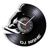 12 inch Wall Clock with Silent Non Ticking DJ Man Scratch Record Player Music Wall Art Home Decor DJ Wall Clock Vinyl Record Wall Clock Rock N Roll DJ Gift