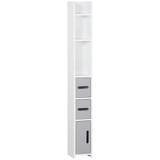 kleankin Freestanding Tall Bathroom Cabinet W/ Open Shelves 3 Cupboards, Grey