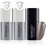 Semilac Base Coat, Top Coat & UV Gel Colour Polish. Long Lasting, Chip Resistant & Easy To Apply. 017 Grey Colour UV Gel Nail Varnish. Perfect For Manicure or Pedicure.