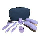 predolo 8x Maintenance Set Horse Grooming Care Kit Horse Bathing Supplies Horse Cleaning Brushes for Adults, Purple
