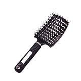 FURLOU Wide Tooth Comb Hair Brush Scalp Massage Comb Hairbrush Bristle&Nylon Women Wet Curly Detangle Hair Brush for Salon Hairdressing Styling Tools Hair Comb (Size : Type A Black)