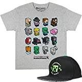 Popgear Minecraft Mini Mobs Boys T-Shirt and Cap Set Multicoloured 6-7 Years | Gamer Gift Set, Boys Hat Kids Top, Birthday Gift Idea for Children