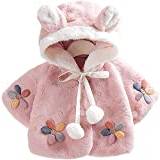 DAUXERY Kids Coat Streetwear Parka Outerwear Newborn Infant Baby Girl Faux Fur Coat Jacket Cape Cloak Poncho 0-3 Years (Color : PINK1, One Size : 90)
