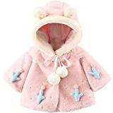 Kids Coat Parka Outerwear Baby Boy'S Girl'S Hooded Jacket Cape Cloak Poncho Winter Coat Thick Coat Warm Outerwears (Color : PINK, One Size : 9-12 MONTHS)