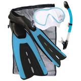 Aeris Scuba Snorkeling Mask Snorkel Fin Package Mini Origin, Velocity Full Foot Fin and Cuda Dry II - XS (Men's 3.5-4.5, Women's 5.6)