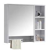 Mirror Cabinets Multi-layer Bathroom Cabinet Single Door Wall-Mounted Medicine Cabinet With Mirror Wall-Mounted Bathroom Medicine Cabinet (Color : White, Size : 60 * 70 * 14cm (Wei? 60 * 70 * 14cm)