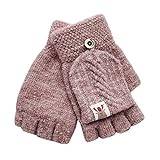 Flip Gloves Winter Top Knitted Warm Children Kids Mittens Fingerless Convertible Baby Care Baby Bath Stuff (Coffee, One Size)
