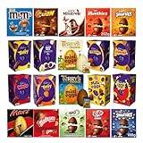 Easter Egg Chocolate Bulk Buy - 3 x Randomly Selected Large Chocolate Easter Eggs (182,5g - 202g) Great for Easter Egg Hunt. Chocolate Hamper, Easter Gifts for Kids with Topline Card.