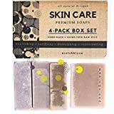 Bar Soap Men - Complete Body Soap Kit - 2 Green Clay & 2 Dead Sea Mud Bars - Vegan & Organic 4-Bar Collection - Natural Soap for Men